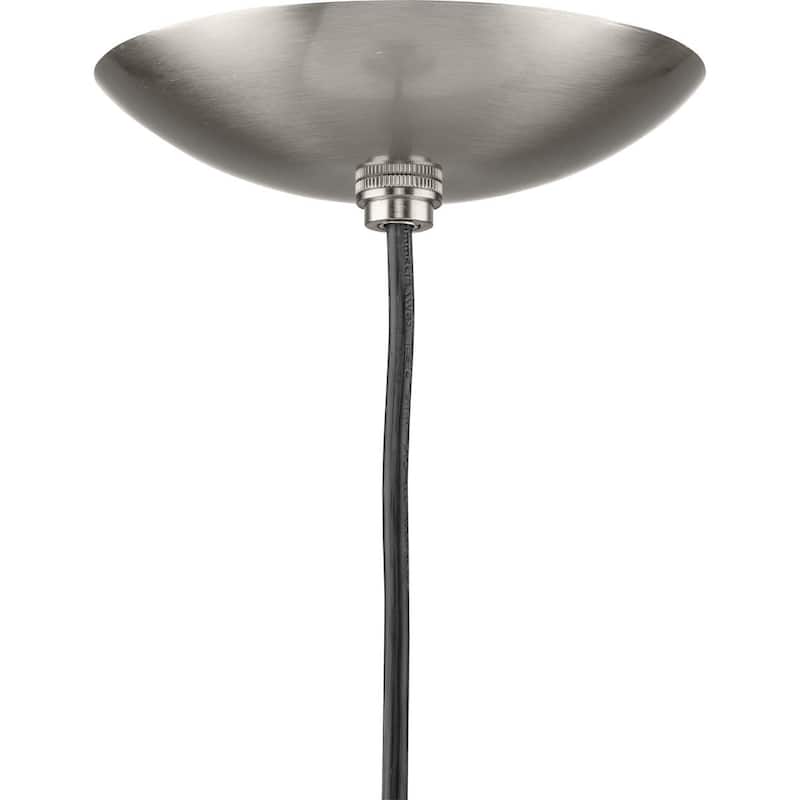 Atwell Collection Brushed Nickel and Opal Glass Globe Medium Hanging Pendant Light - 10 in x 10 in x 10.5 in