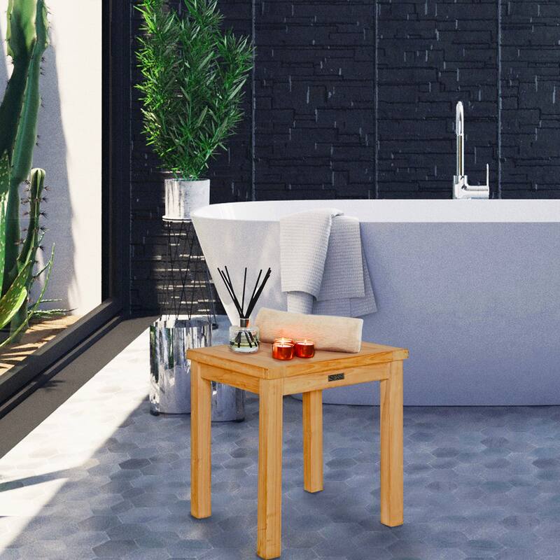 Teak Wood Somers Bathroom Side Table, Small