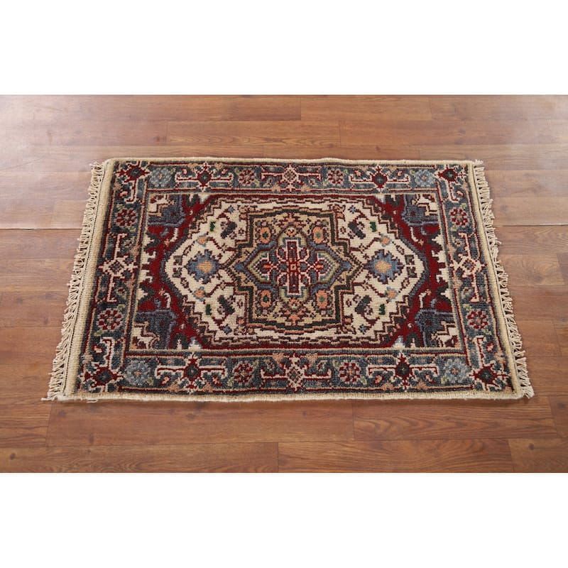 Geometric Heriz Serapi Oriental Foyer Rug Handmade Wool Carpet - 2'0" x 3'0"