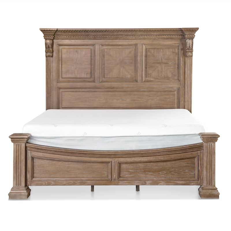 Furniture of America Cassian 3-Piece Weathered Oak Wood Panel Bedroom Set