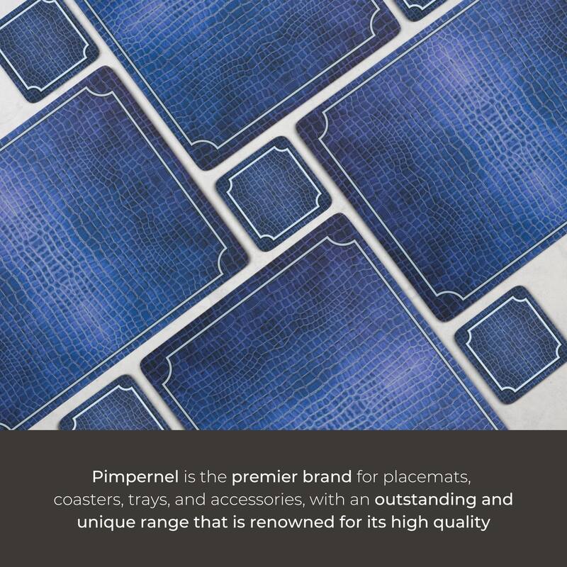 Pimpernel Set of 6 Blue Croc Leather Collection Coasters - 4 Inch