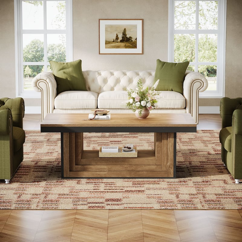 47" Modern Coffee Table With Two-Tone Finish