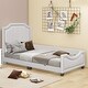 preview thumbnail 2 of 4, Beige Linen Twin Size Upholstered Bed with Nailhead Trim
