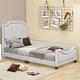 preview thumbnail 2 of 4, Linen Twin Size Upholstered Bed with Nailhead Trim