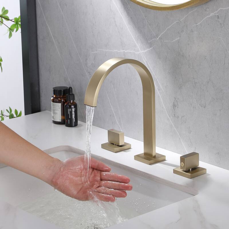 9.8"H Solid Brass Widespread 2-handle Bathroom Sink Faucet