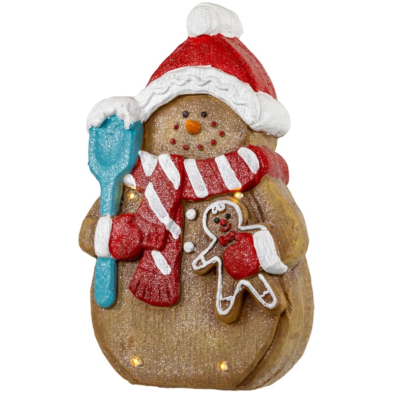 LED Lighted Gingerbread Snowman with Cookie Christmas Figure - 15.75"