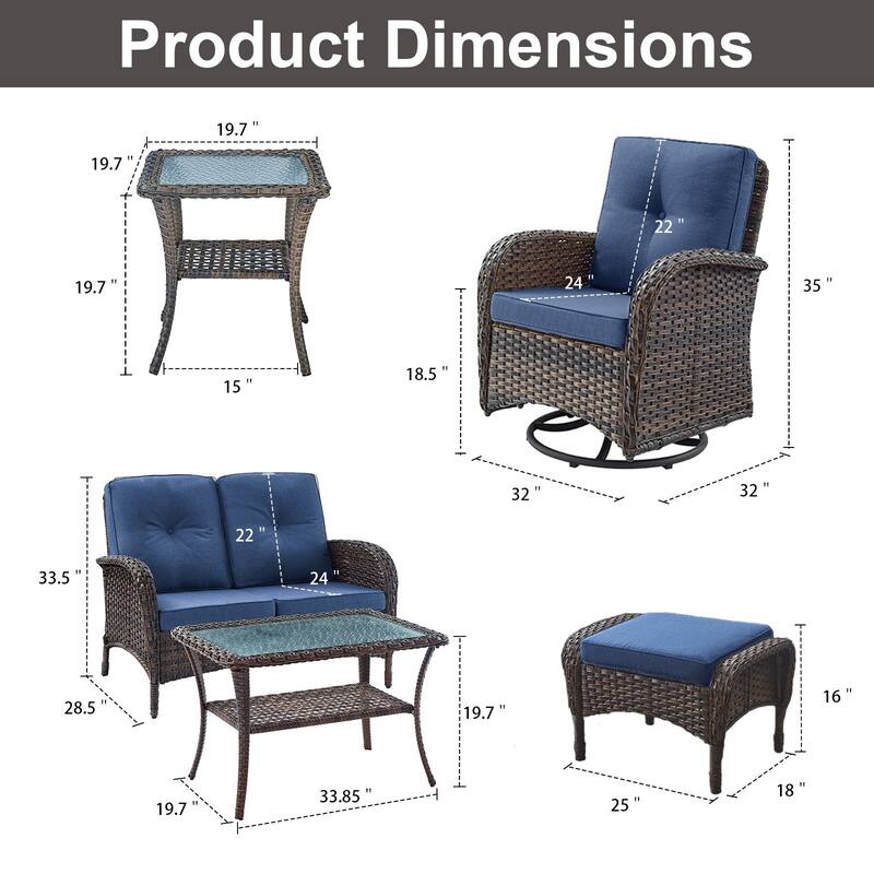 Gymojoy Outdoor Wicker Patio Furniture Loveseat and Chair Set Weather-Resistant