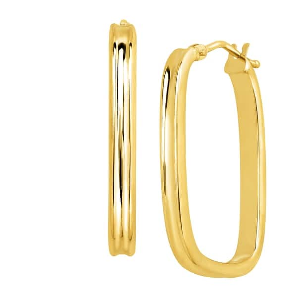 Just Gold Rectangular Hoop Earrings In 14k Just Gold Rectangular Hoop Earrings In 14k
