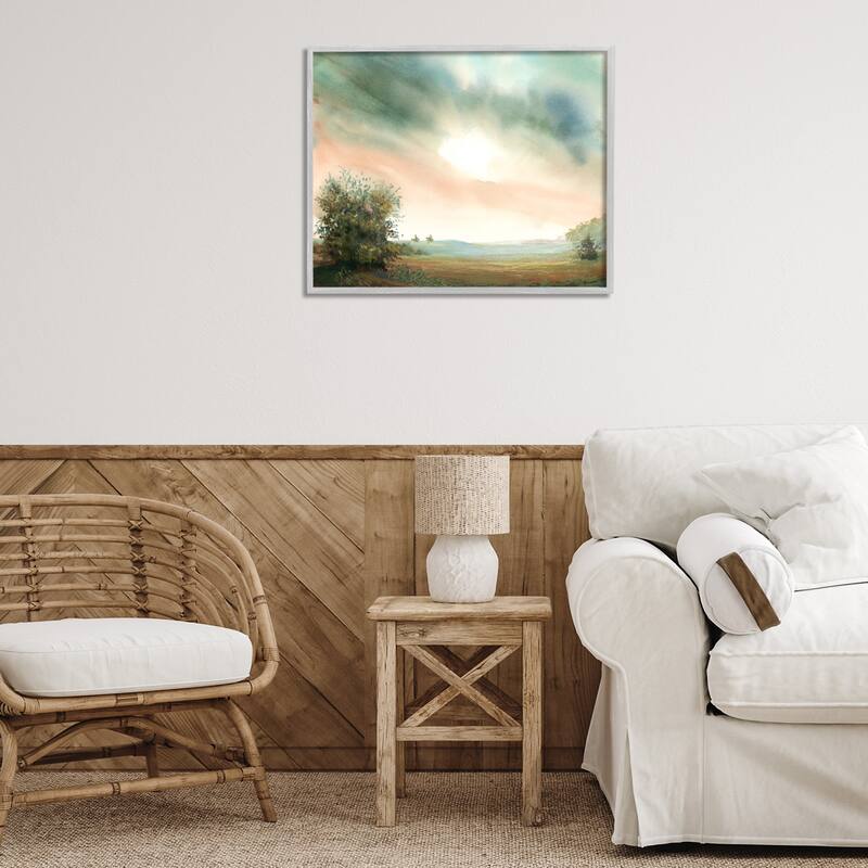 Stupell Sunrise over Pastoral Field Framed Giclee Art Design By Ashley Davis