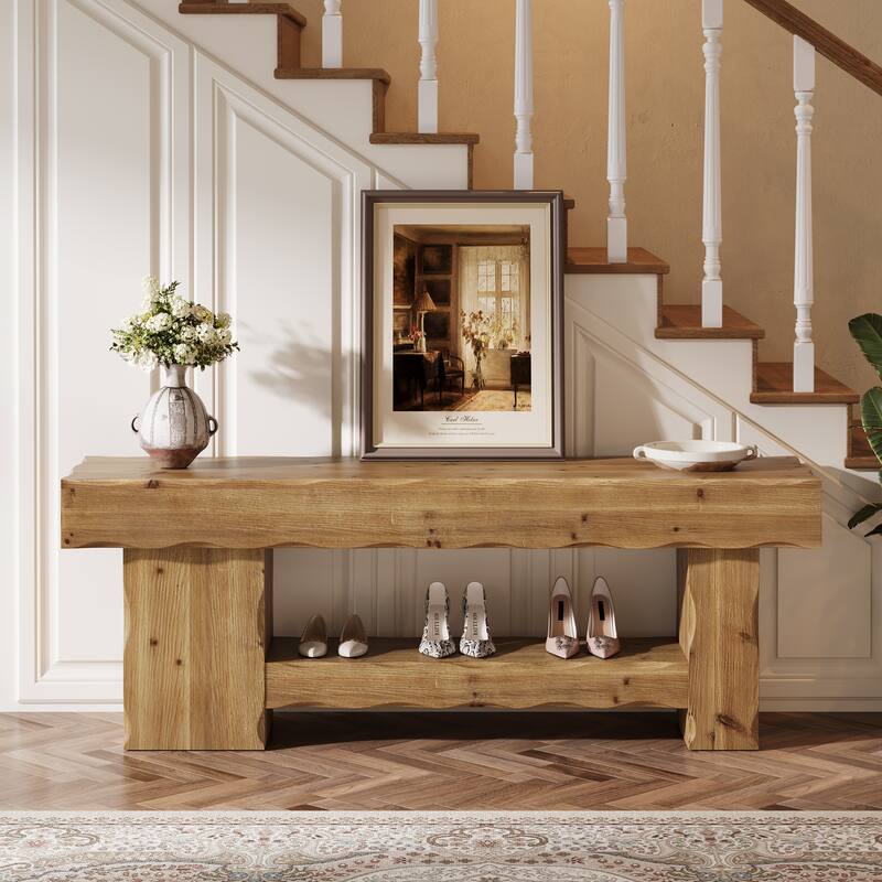 63 Inch Solid Wood Shoe Bench for Entryway, Kitchen Dining Room Bench, Farmhouse Style - 62.99" L x 15.74" W x 23.62" H