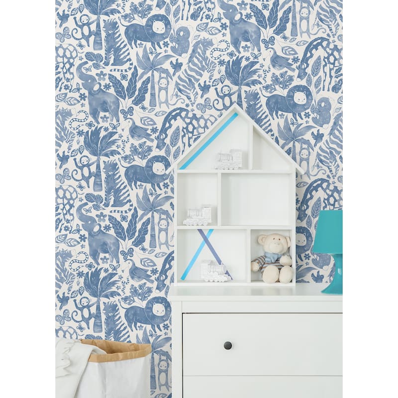 NuWallpaper Sweet Safari Blue Peel & Stick Wallpaper