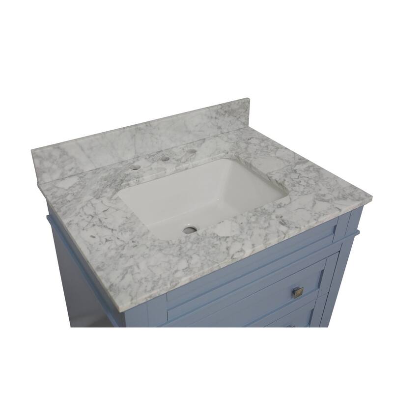 KitchenBathCollection Eleanor 30" Bathroom Vanity with Carrara Marble Top
