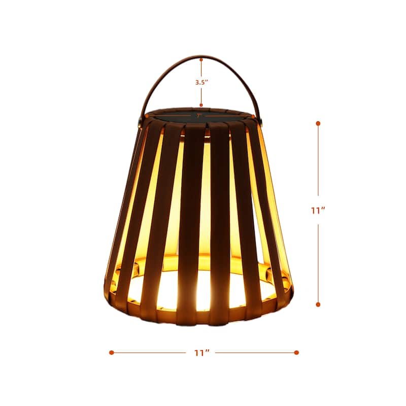 Solar Outdoor Floor Lamps, Waterproof Faux Leather for Porch, 2-Pack