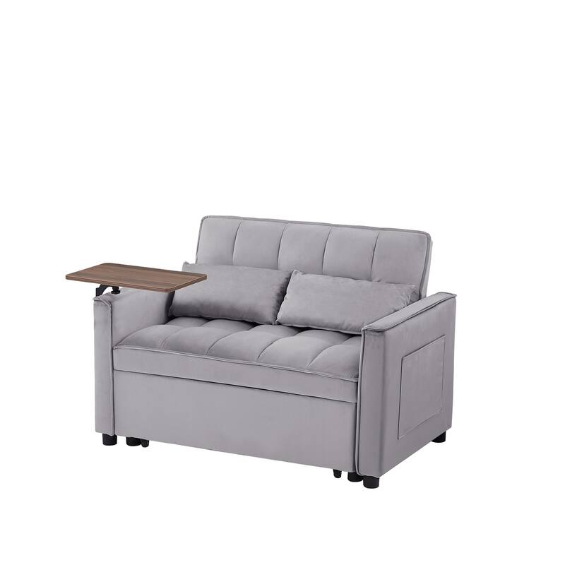 3-in-1 Sleeper Couch Pull-Out Bed, Loveseat Sofa with Adjustable Back and Pillows, Couch Settee with Storage Bag and USB Port