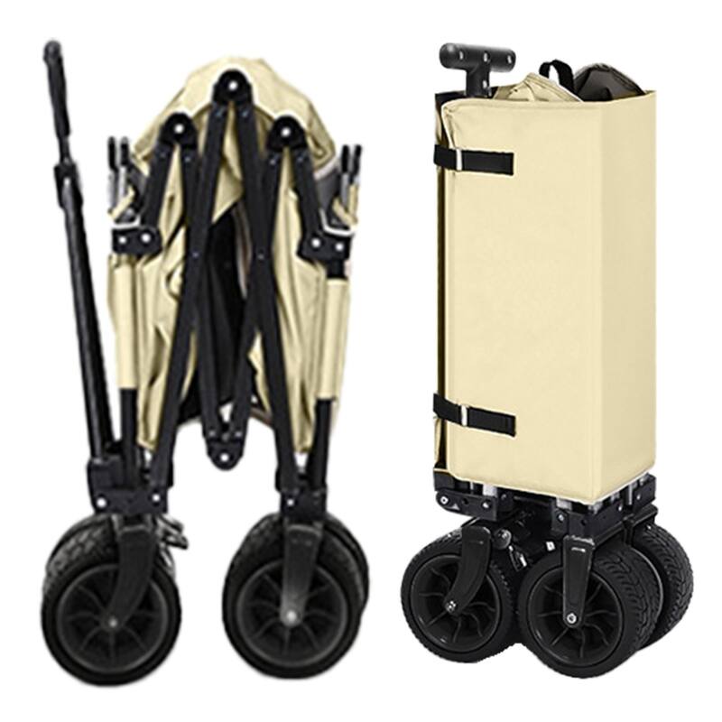 Collapsible Folding Wagon with Big All-Terrain Beach Wheels, Adjustable Handle