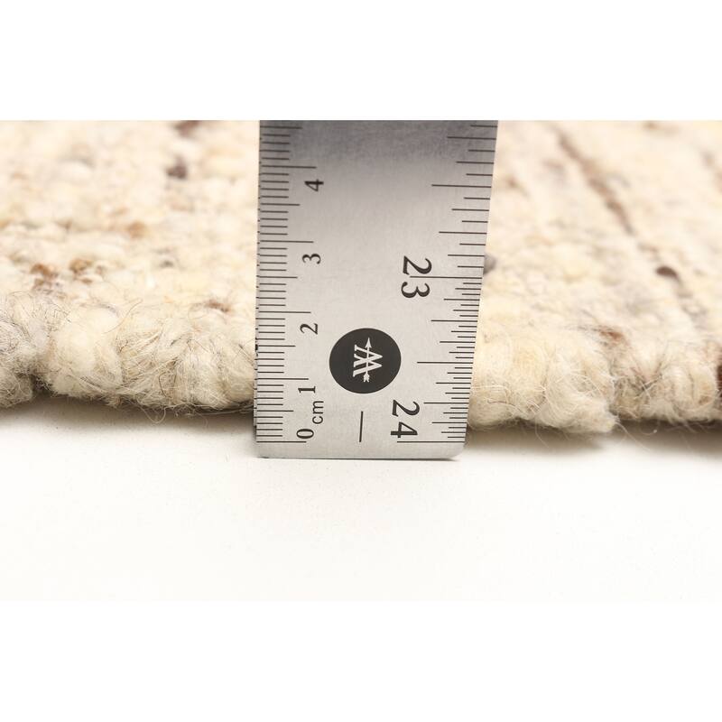 ECARPETGALLERY Braid weave Sienna Beige Wool Rug - 5'7 x 7'9