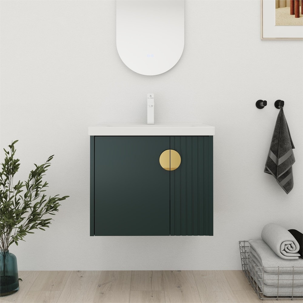 Bathroom Vanity With Sink In 24/28 Inch, Floating Bathroom Vanity With Soft Close Door