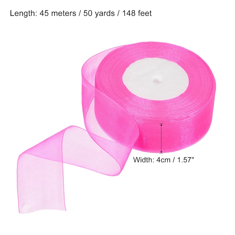 4cm 50 Yard Sheer Organza Ribbon Chiffon Decor Fabric Gift Wrapping