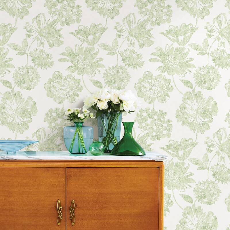 A-Street Prints Folia Light Green Green Floral Wallpaper