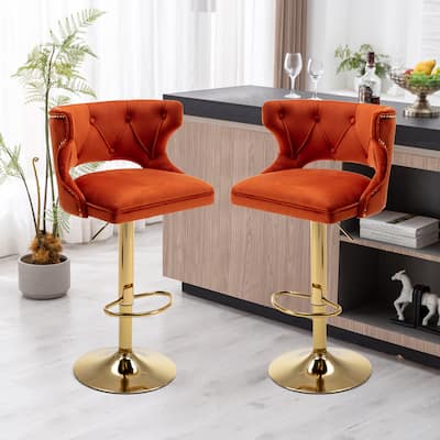 2PCS SET Bar Stools With Back and Footrest