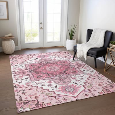 Machine Washable Indoor/ Outdoor Persian Traditional Chantille Rug