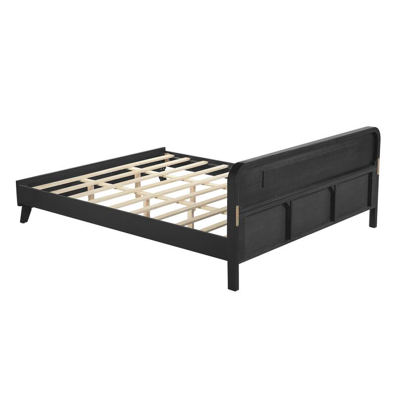 Classic Platform Bed Frame with Solid Pine Construction/Wood Bed Frame with Headboard Footboard/Wood Slat Support/Easy Assembly