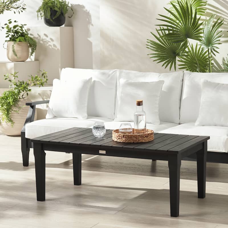 SAFAVIEH Couture Kathern Wood Patio Coffee Table. - 47.4" x 26.4" x 18.5" - 47"W x 26"D x 19"H - Black