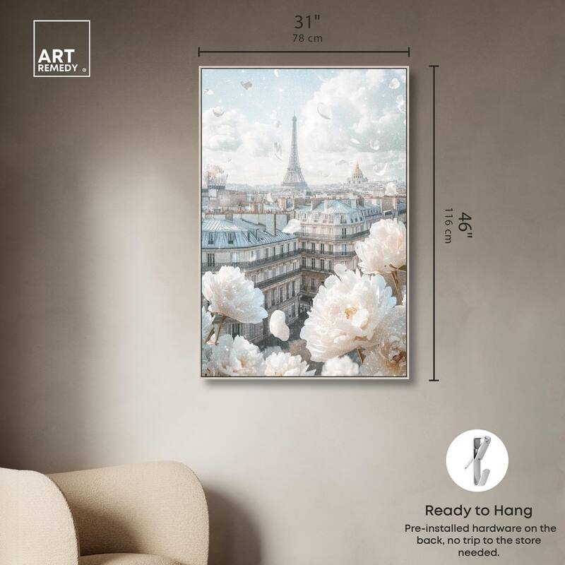 Peonies Over Paris Canvas by Art Remedy