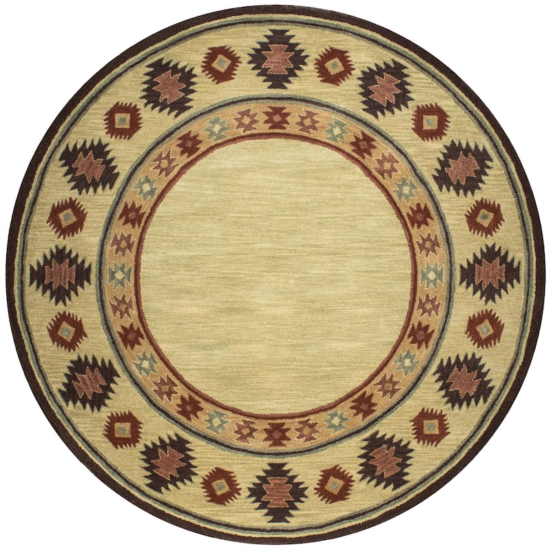 Alora Decor Ryder Hand-tufted Southwestern Wool Rug. - 8' Round - Tan