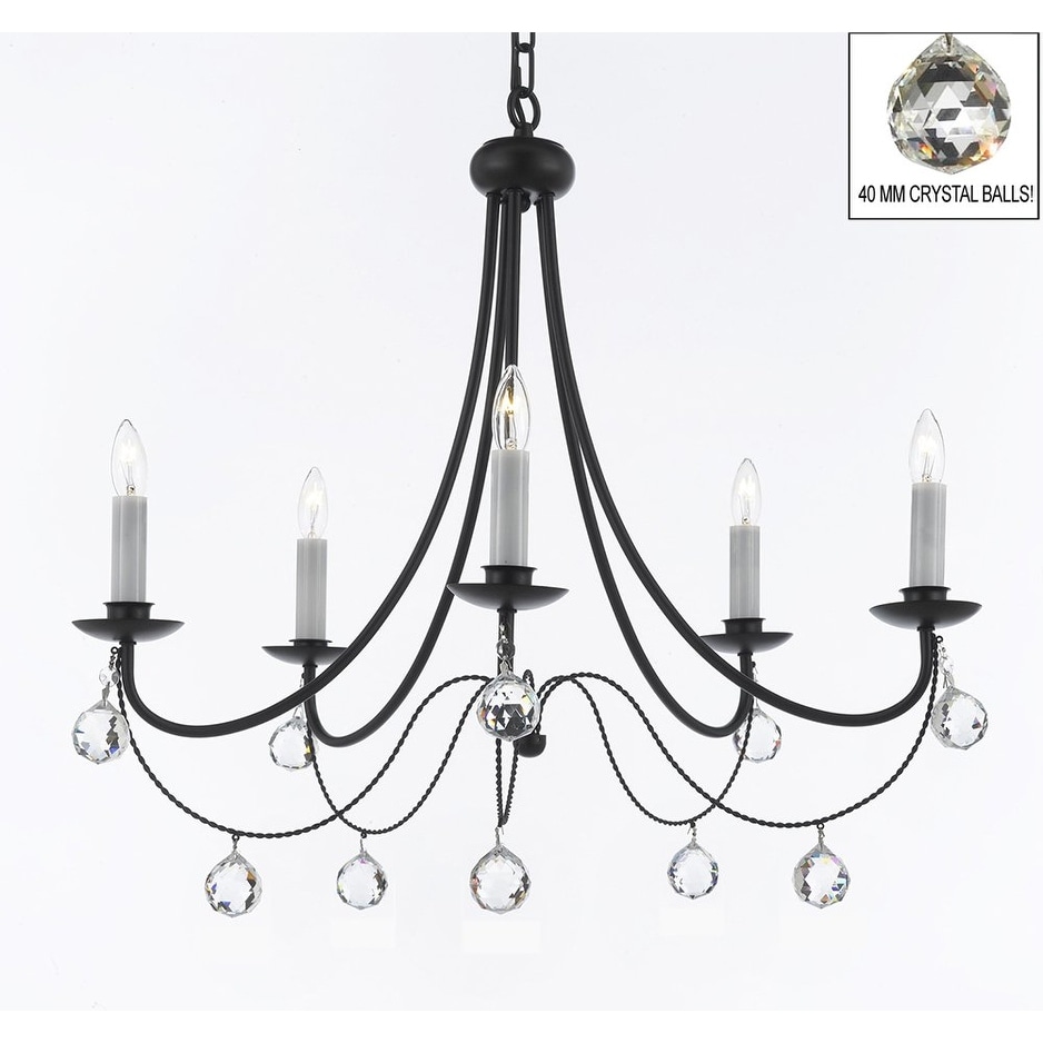 Empress Crystal Wrought Iron Chandelier Lighting H22.5 x W26 - Chandeliers For Bedrooms by Overstock.com