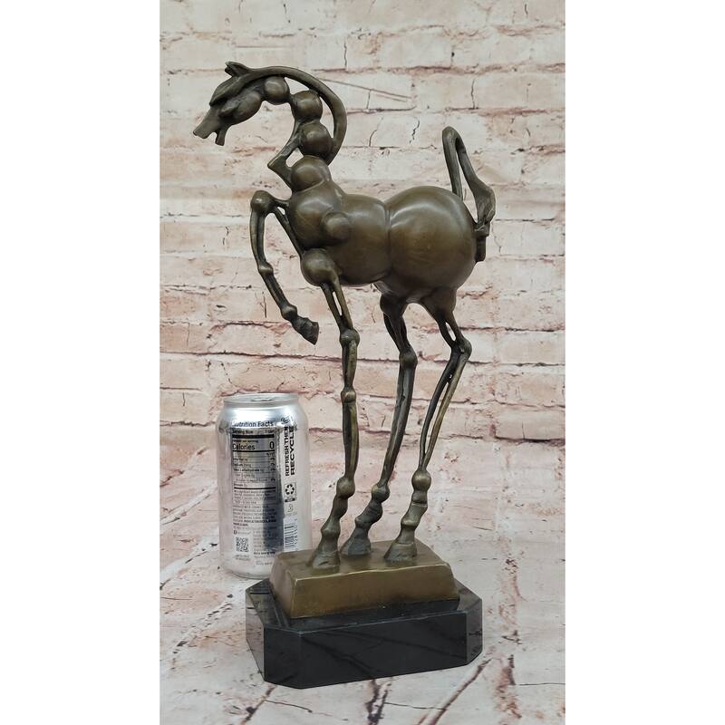 Surreal Abstract Imitative Horse Sculpture – Modern Equestrian Art On Marble Base After Salvador Dali
