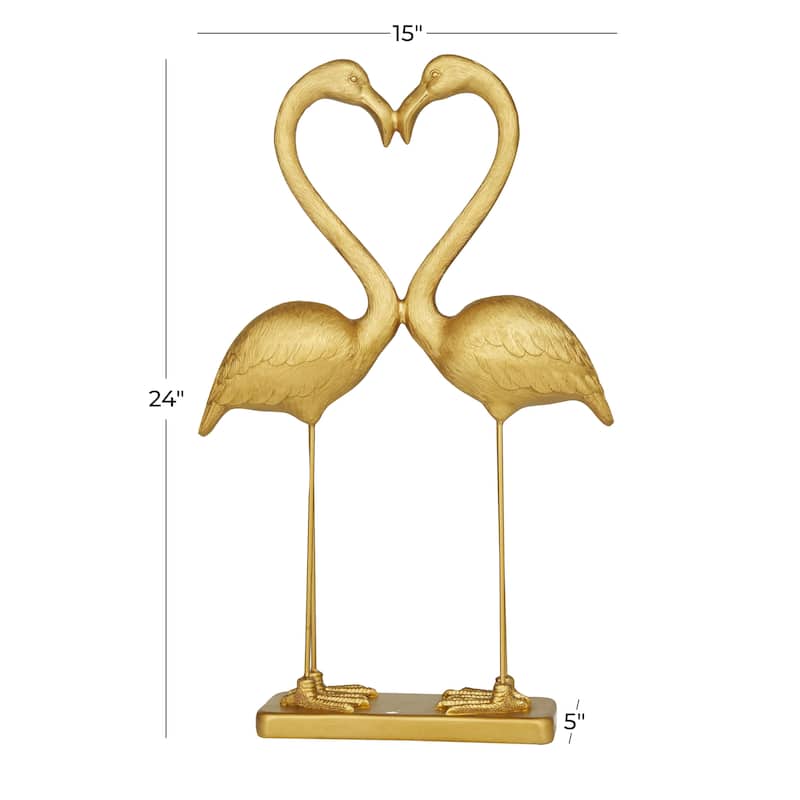 Radiant Gold Polystone Flamingo Decorative Sculpture