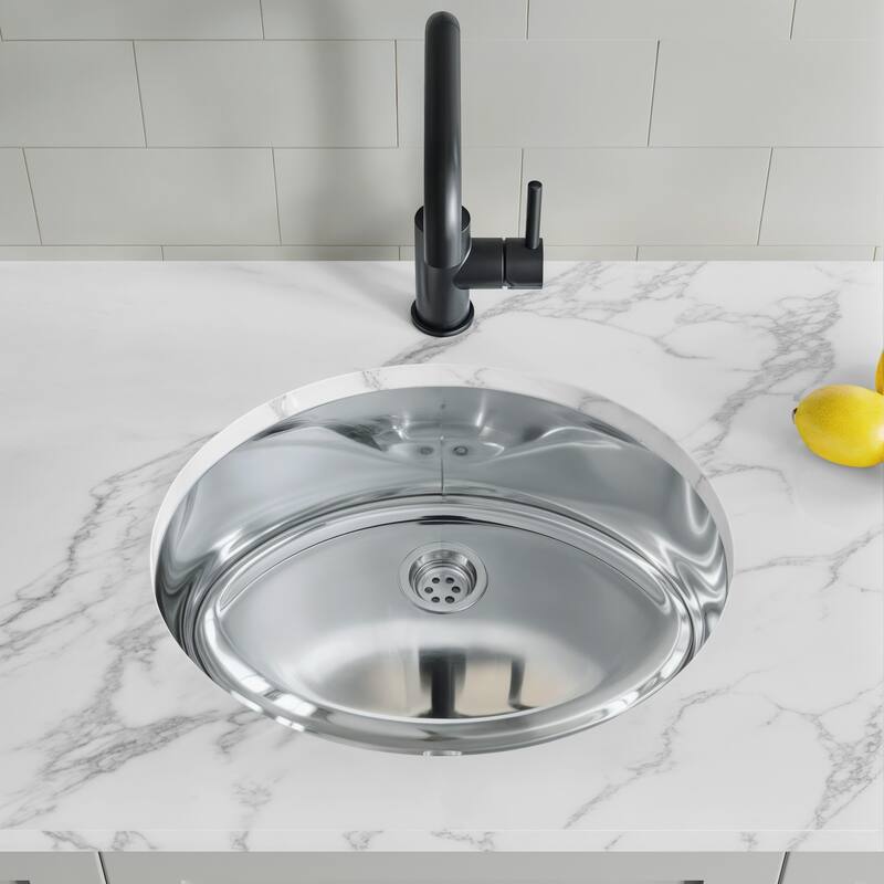 Dowell Undermount Single Bowl Stainless Steel Bathroom Sink - Oval - 19W x 16L x 7H - 19W x 16L x 7H
