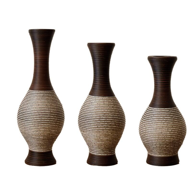 Desktop Vase, High Independent Flower Stand, Artificial Vine Vase, PVC Floor Vase, Home Decoration Flower Stand Set of 3