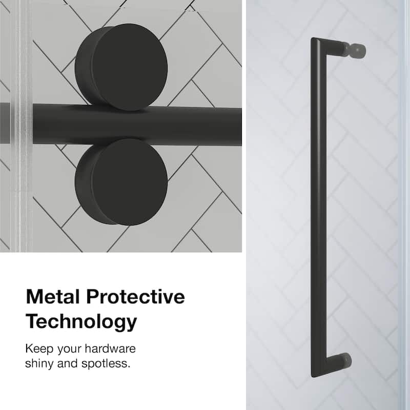 Reva Frameless Sliding Clear Alcove Shower Door Black