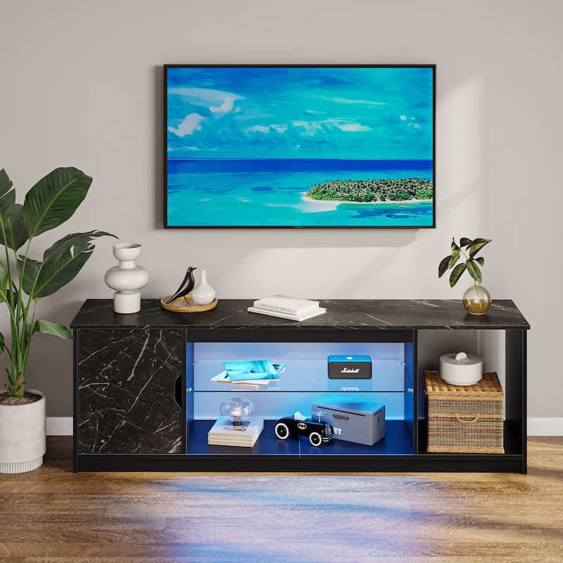 Modern TV Stand for up to 65" TVs Gaming Entertainment Center with Adjustable Shelves for PS5 - 58 inches