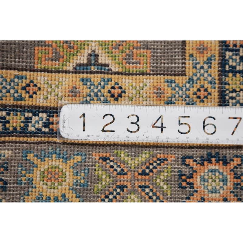 Gray Geometric Kazak Foyer Rug Hand-Knotted Wool Carpet - 2'8"x 4'1"