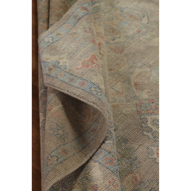 Hand Knotted Oriental 100% Wool Carpet Transitional All-Over Beige & Ivories Oushak Area Rug - 9' 3'' X 6' 2''