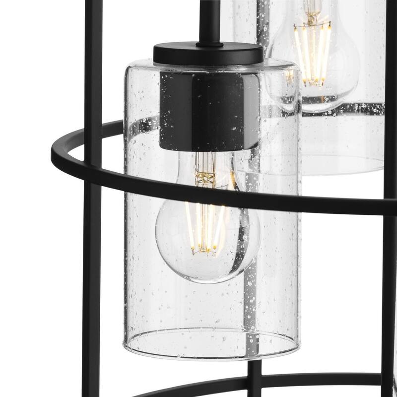 Burgess Collection Five-Light Matte Black Modern Farmhouse Hall & Foyer Light - 15.5 in x 15.5 in x 23.62 in