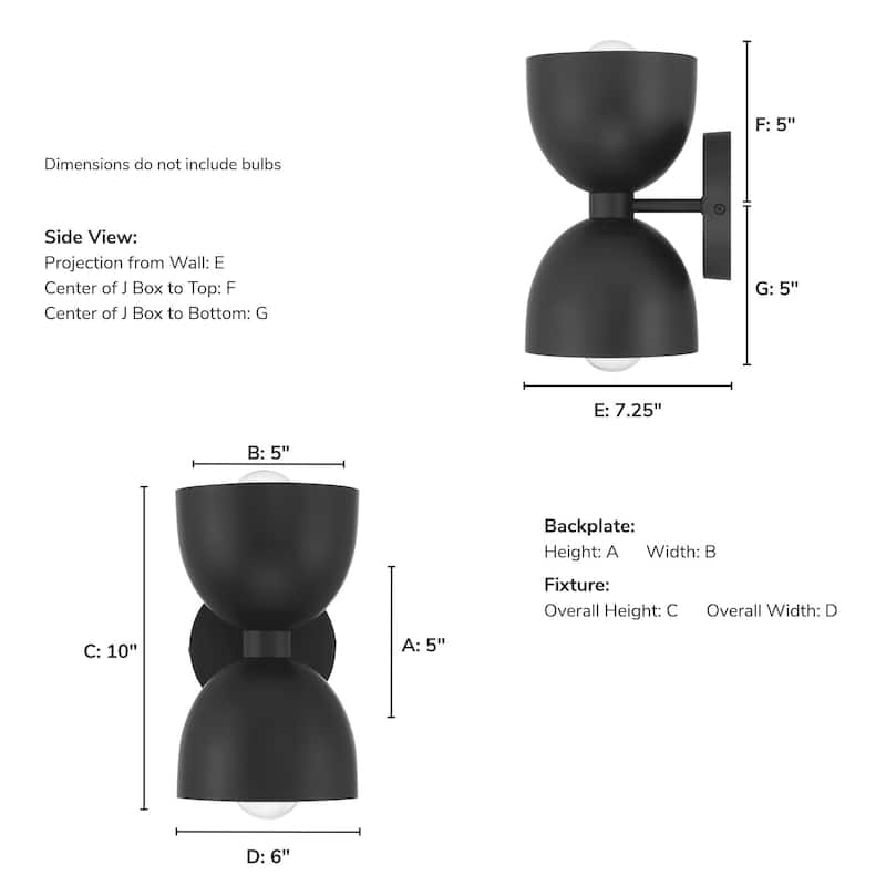 Hunter Erling 2-Light Wall Sconce - Modern, Contemporary, Transitional - Living Room, Hallway, Bedroom or Accent Lighting