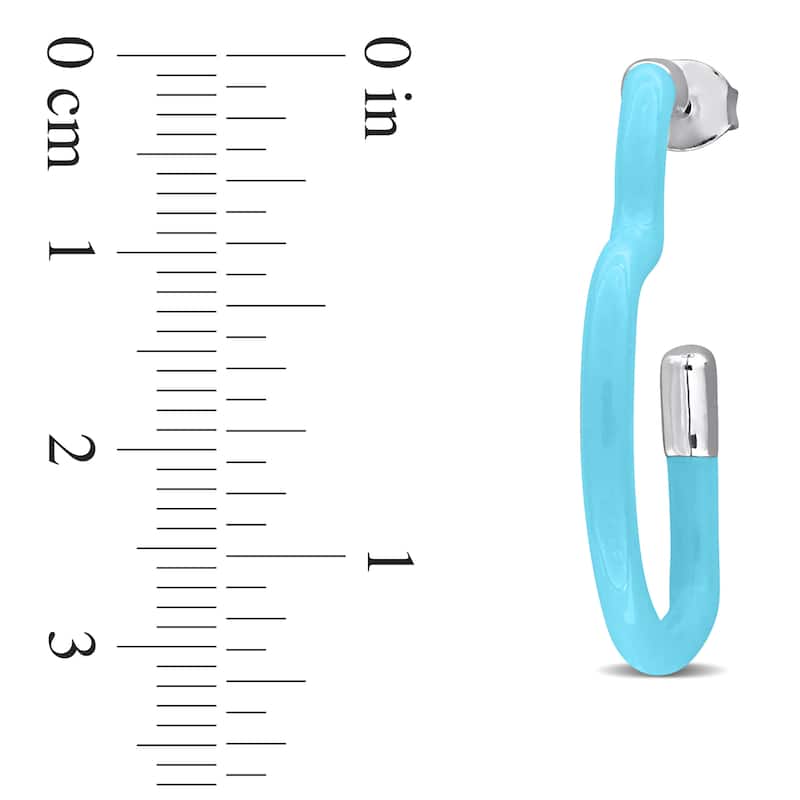 Miadora Light Blue Enamel Plated Open Heart Earrings in Sterling Silver