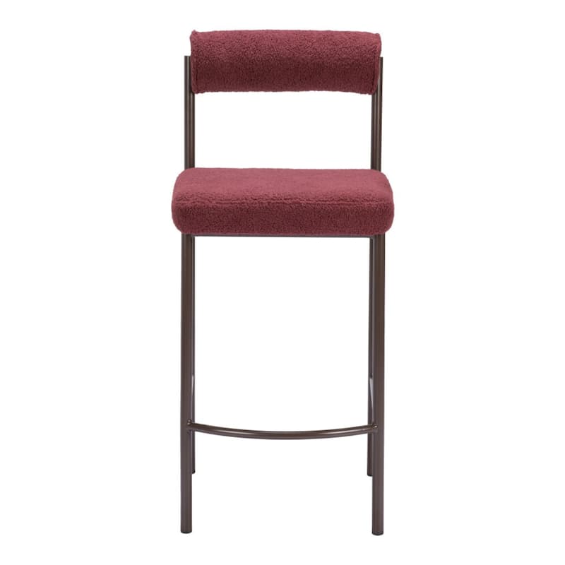 Set of 2 Red Bronze 26 Inch Low Back Counter Height Bar Chairs - 20.5” x 16.1” x 36.2”
