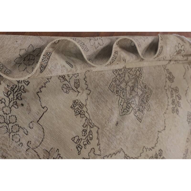 Geometric Distressed Tabriz Persian Vintage Rug Handmade Wool Carpet - 6'4"x 9'2"
