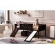 preview thumbnail 2 of 7, Espresso Pine Loft Bed with Climbing Frame, Rope, and Chalkboard - Twin Size with Slide