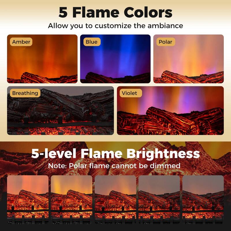 Costway 26” WiFi Infrared Quartz Electric Fireplace Insert Logs Heater - See Details
