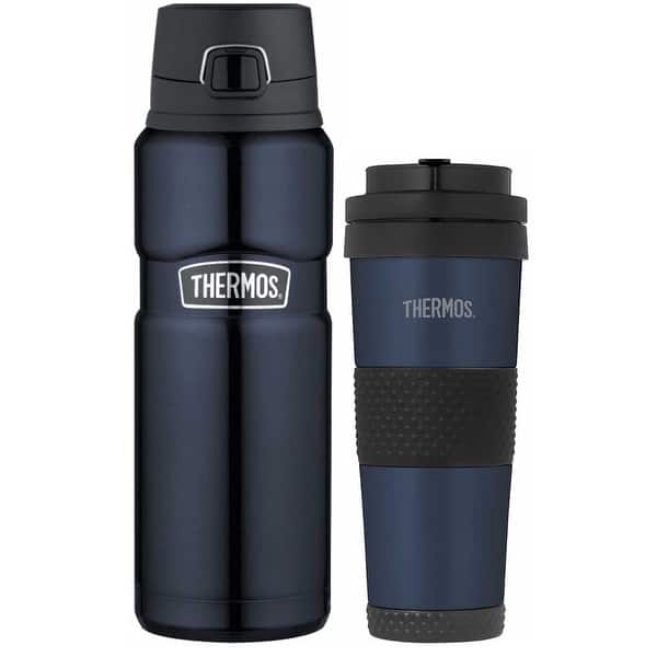 Shop Thermos Insulated Stainless Steel Tumbler Drink Bottle 24 Oz 18 Oz Blue Overstock 19628325