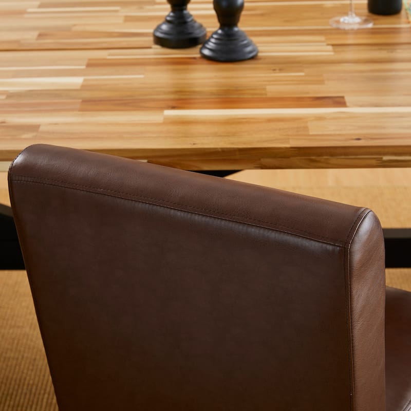 Glitzhome Set of 4 Faux Leather Upholstered Side Dining Chairs with V-shaped Wood Legs