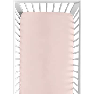 Blush Pink Girl Fitted Crib Sheet - Solid Color Cotton For Boho Desert Sun Mountain Collection