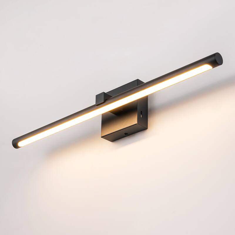 1-Light 23.6" Modern Linear Black Bathroom Vanity Light Integrated LED Color-Changing Lighting Fixtures Over Mirror