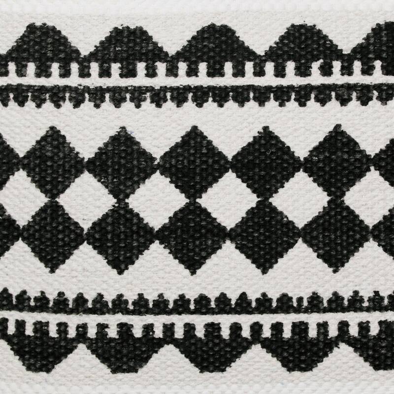 Handwoven Geometric Diamond Throw Pillow Cover - 20" - White and Black